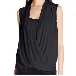 BCBG Raychel Drape Front Top in Black